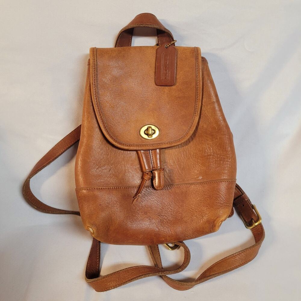 90's Old Coach Backpack Shoulder Bag 9960 Leather Brown 25x20x11cm pre-owned